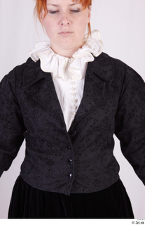  Photos Woman in Historical Dress 95 19th century black jacket historical clothing upper body 0001.jpg
